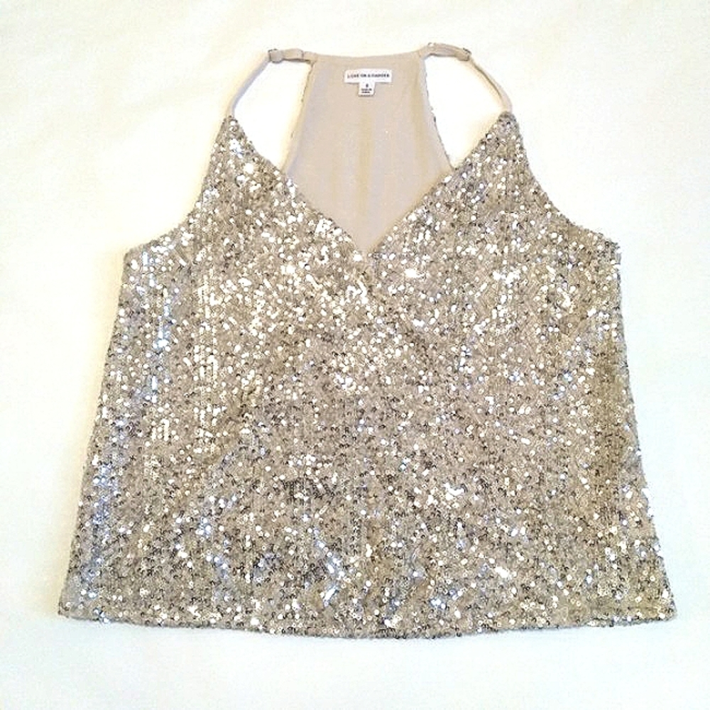 love on a hanger Silver Sequin V-Neck Camisole - Picture 2 of 15
